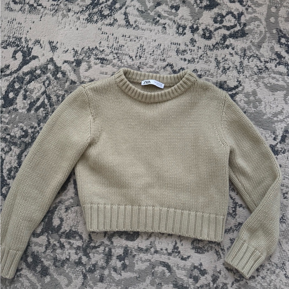 Zara Women's Tan cropped Sweater
